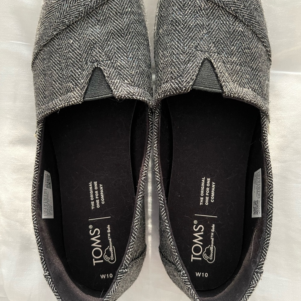 TOMS Black Metallic Herringbone shoes - Picture 3 of 4